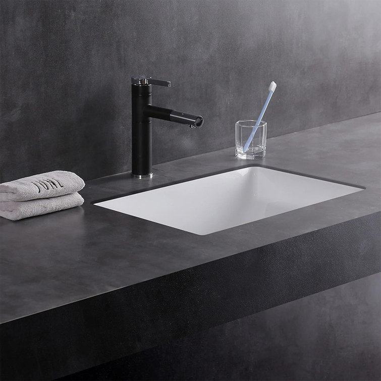 Minoky 20.9Inch Porcelain Undermount Bathroom Sink, Rectangle Lavatory